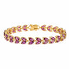 15.4 Ct Marquise Purple Rhodolite Garnet & Multi-Gemstone Prong Gold Plated Silver Leaf Cluster Tennis Bracelet