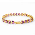 15.4 Ct Marquise Purple Rhodolite Garnet & Multi-Gemstone Prong Gold Plated Silver Leaf Cluster Tennis Bracelet by Fine Color Jewels