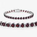 15.50 Ct Heart Red Garnet Prong Sterling Silver Box Clasp Tennis Bracelet by Fine Color Jewels