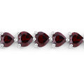 15.50 Ct Heart Red Garnet Prong Sterling Silver Box Clasp Tennis Bracelet by Fine Color Jewels