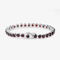 15.50 Ct Heart Red Garnet Prong Sterling Silver Box Clasp Tennis Bracelet by Fine Color Jewels