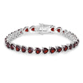 15.50 Ct Heart Red Garnet Prong Sterling Silver Box Clasp Tennis Bracelet by Fine Color Jewels