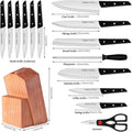 15-Pieces Set: Cookit Germany Stainless Steel Knife Block Set and Serrated Steak Knives by DailySale