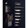 15-Pieces Set: YOLEYA Kitchen Knife Set with Block Wooden Triple Rivets by DailySale