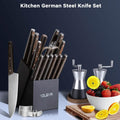 15-Pieces Set: YOLEYA Kitchen Knife Set with Block Wooden Triple Rivets by DailySale