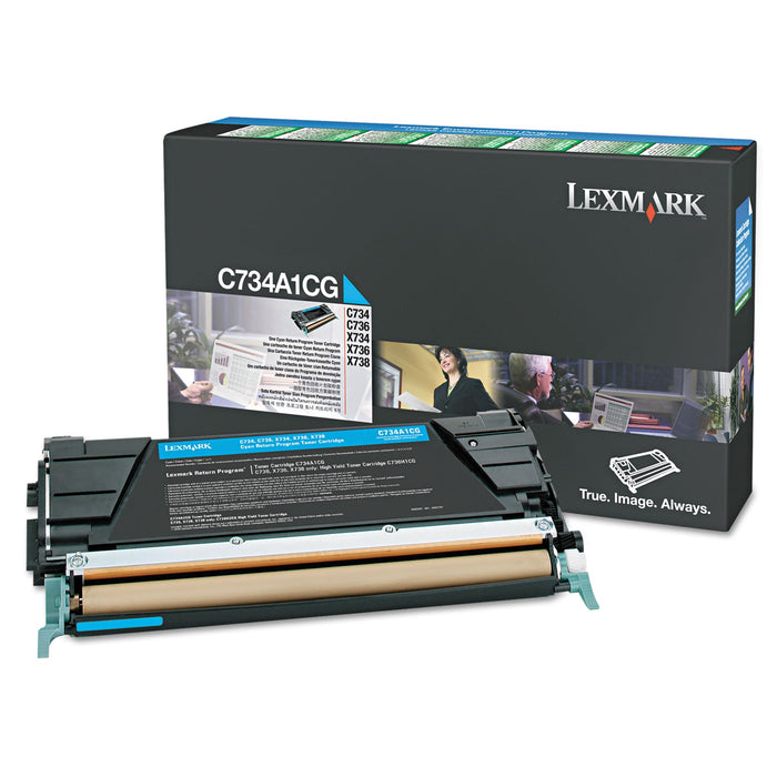 Lexmark C748H1CG Return Program High-Yield Toner, 10,000 Page-Yield, Cyan