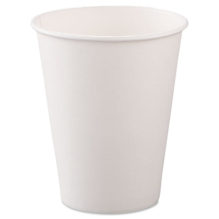 Dart Single-Sided Poly Paper Hot Cups, 8 oz, White, 50/Bag, 20 Bags/Carton