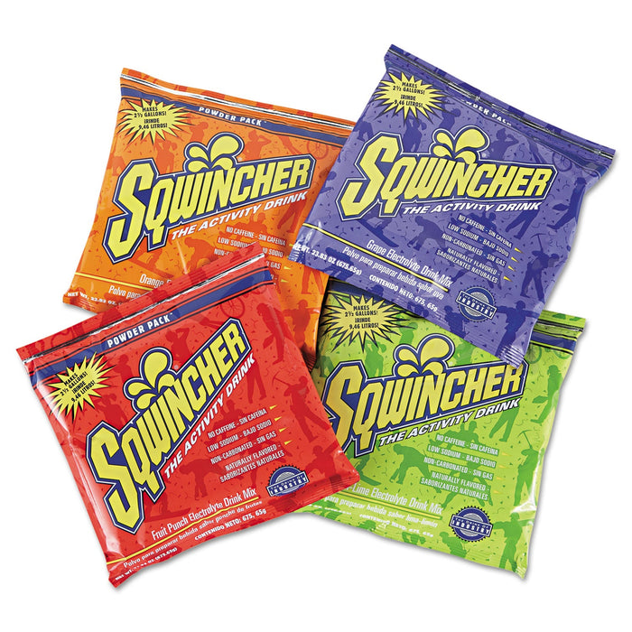 Sqwincher Powder Pack Concentrated Activity Drink, Assorted, 23.83 oz Packet, 32/Carton