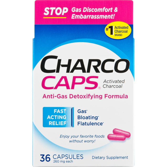 CharcoCaps Activated Charcoal 260 mg - 36 Capsules by Pasteur Pharmacy