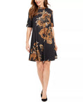 Robbie Bee Petite Bow-Back Printed Trapeze Dress, Size 10 by Vanessa Jane