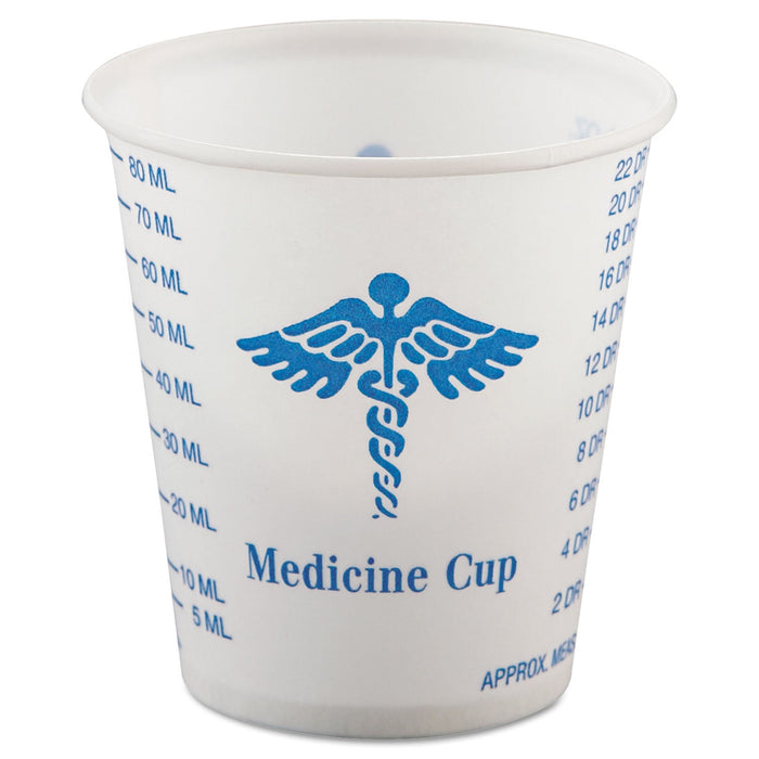 Dart Paper Medical and Dental Graduated Cups, 3 oz, White/Blue, 100/Bag, 50 Bags/Carton