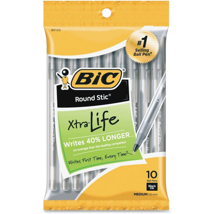 BIC Round Stic Grip Ballpoint Pens - 120 Count (12 Packs of 10) - Black Ink by Pasteur Pharmacy
