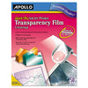 Apollo Quick-Dry Color Inkjet Transparency Film, 8.5 x 11, 50/Box