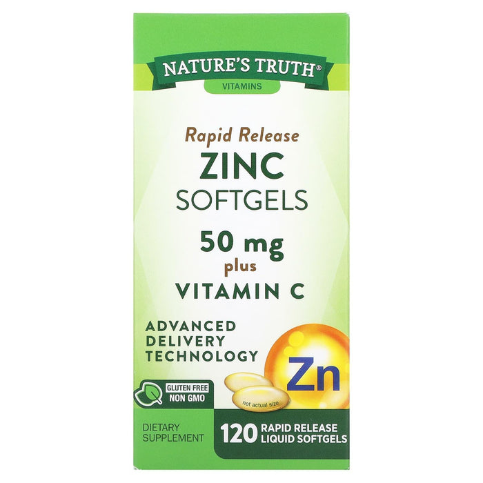 Nature's Truth® Zinc 50 mg Plus Vitamin C – Rapid Release Liquid Softgels by Pasteur Pharmacy