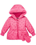 S Rothschild & Co Baby Girls Quilted-Heart Hooded Jacket & Mittens by Vanessa Jane