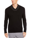 Tasso Elba Mens Contrast Shawl-Collar Supima Cotton Sweater by Vanessa Jane