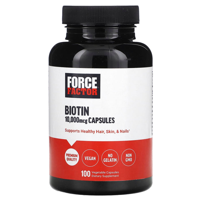 Force Factor Biotin, 10,000 Mcg, 100 Vegetable Capsules by Pasteur Pharmacy