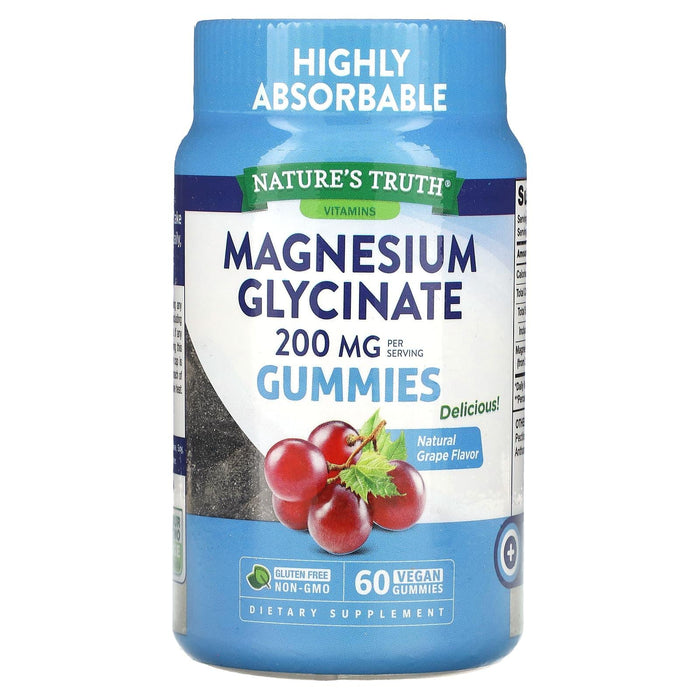 Nature's Truth Magnesium Glycinate, 200 Mg, Gummies, Delicious Sour Grape Flavor by Pasteur Pharmacy