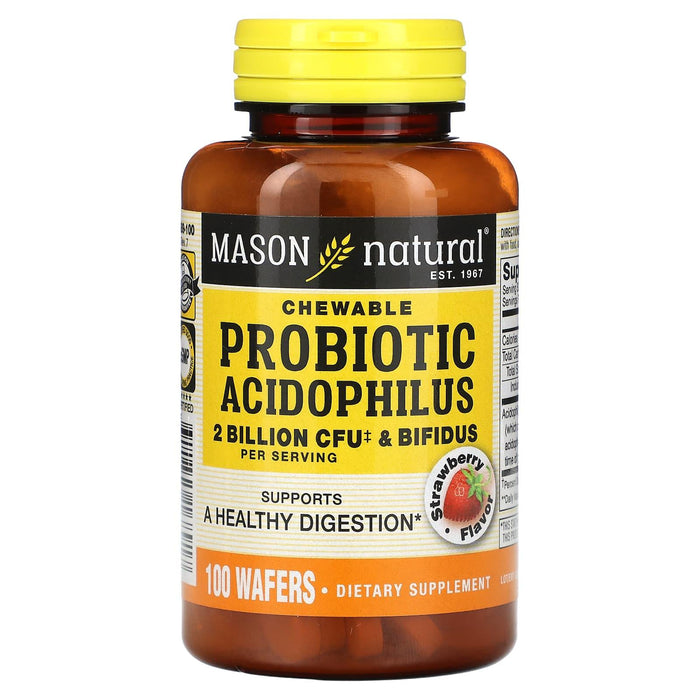 Mason Natural Chewable Acidophilus With Bifidus Wafers Strawberry by Pasteur Pharmacy