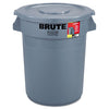 Rubbermaid Brute Container with Lid, Round, Plastic, 32 gal, Gray