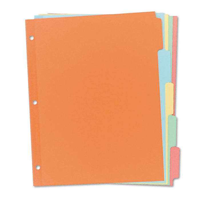 Avery Write and Erase Plain-Tab Paper Dividers, 5-Tab, 11 x 8.5, Multicolor, 36 Sets