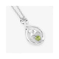 0.15 CTTW Heart Green Peridot Prong Silver Mom Infinity Pendant Necklace by Fine Color Jewels