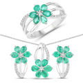 Genuine Emerald Jewelry Set by Fine Color Jewels