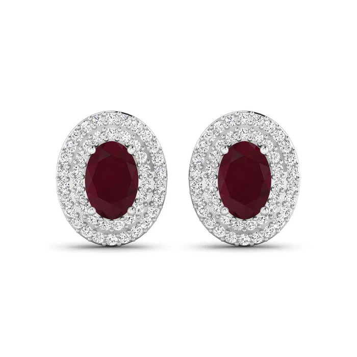 Genuine Ruby and Diamond Studs by Fine Color Jewels