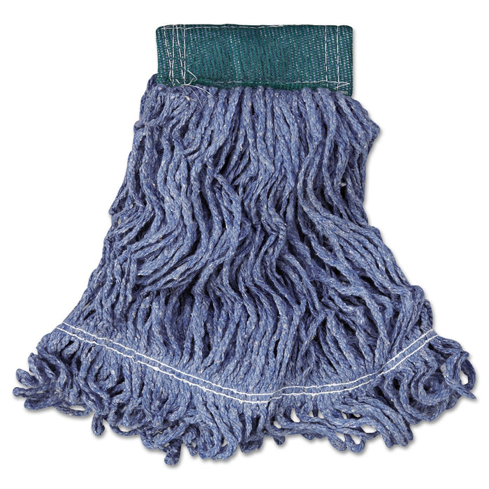 Rubbermaid Super Stitch Blend Mop Head, Medium, Cotton/Synthetic, Blue, 6/Carton