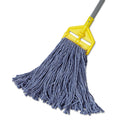 Rubbermaid Cotton/Synthetic Cut-End Blend Mop Head, 16 oz, 1" Band, Blue, 12/Carton