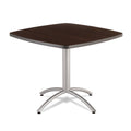 Iceberg CafeWorks Table, Cafe-Height, Square Top, 36w x 36d x 30h, Walnut/Silver