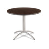 Iceberg CafeWorks Table, Cafe-Height, Round Top, 36" Diameter x 30h, Walnut/Silver