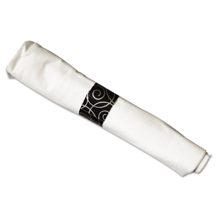 Hoffmaster CaterWrap Heavyweight Cutlery Combo, Fork/Spoon/Knife/Napkin, Black, 100/Carton