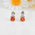 Peach Sapphire Stud Earrings by Fine Color Jewels