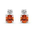 Peach Sapphire Stud Earrings by Fine Color Jewels