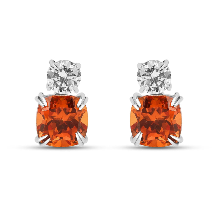 Peach Sapphire Stud Earrings by Fine Color Jewels