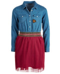 Guess Big Girls Denim Mesh Pleated Dress by Vanessa Jane