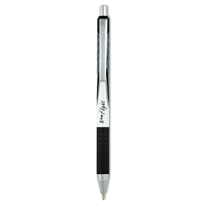 Zebra Z-Grip Flight Ballpoint Pen, Retractable, Bold 1.2 mm, Black Ink, White Barrel, 12/Pack