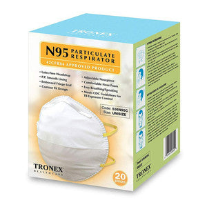 Tronex N95 Particulate Respirator Mask, NIOSH Approved, One Size (Pack of 20) by Pasteur Pharmacy