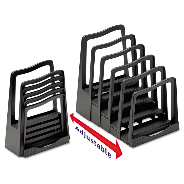 Avery Adjustable File Rack, 5 Sections, Letter Size Files, 8" x 11.5" x 10.5", Black