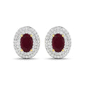 Genuine Ruby and Diamond Studs by Fine Color Jewels