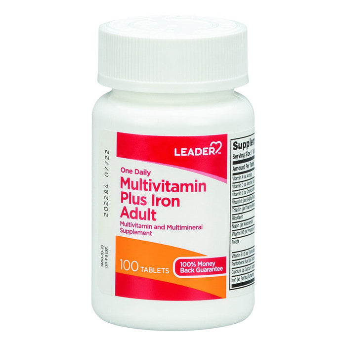 Leader One Daily Adult Multivitamin Plus Iron Tablets 100Ct by Pasteur Pharmacy