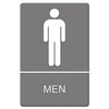 Headline ADA Sign, Men Restroom Symbol w/Tactile Graphic, Molded Plastic, 6 x 9, Gray