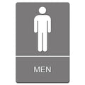 Headline ADA Sign, Men Restroom Symbol w/Tactile Graphic, Molded Plastic, 6 x 9, Gray