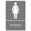 Headline ADA Sign, Women Restroom Symbol w/Tactile Graphic, Molded Plastic, 6 x 9, Gray