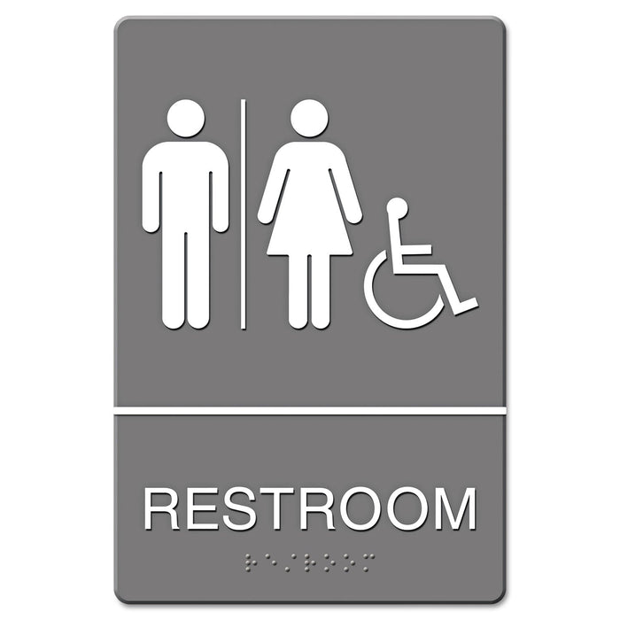 Headline ADA Sign, Restroom/Wheelchair Accessible Tactile Symbol, Molded Plastic, 6 x 9