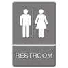 Headline ADA Sign, Restroom Symbol Tactile Graphic, Molded Plastic, 6 x 9, Gray