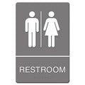 Headline ADA Sign, Restroom Symbol Tactile Graphic, Molded Plastic, 6 x 9, Gray