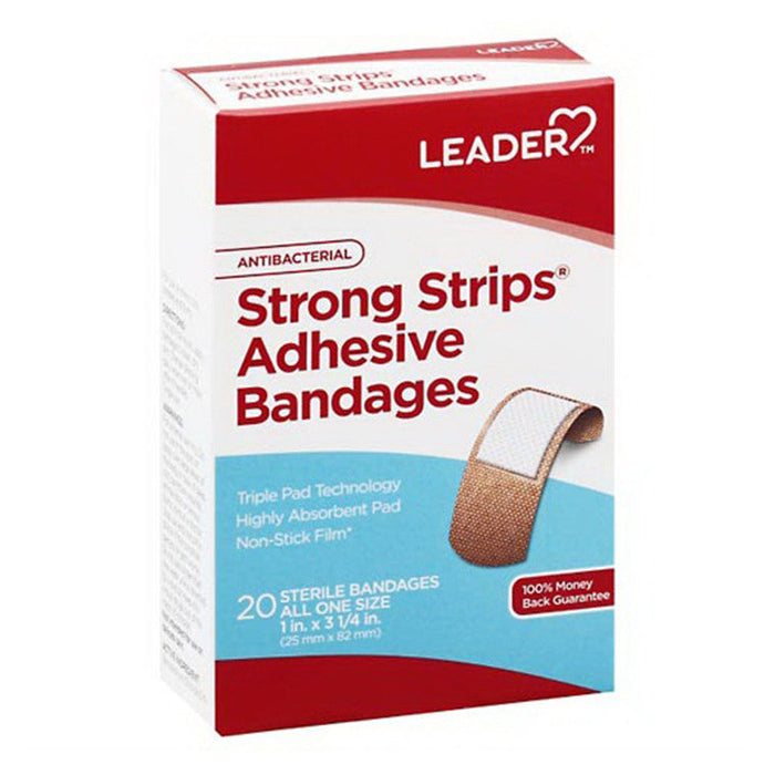 Leader Health Care Adhesive Bandages, Antibacterial, Strong Strips, All One Size by Pasteur Pharmacy