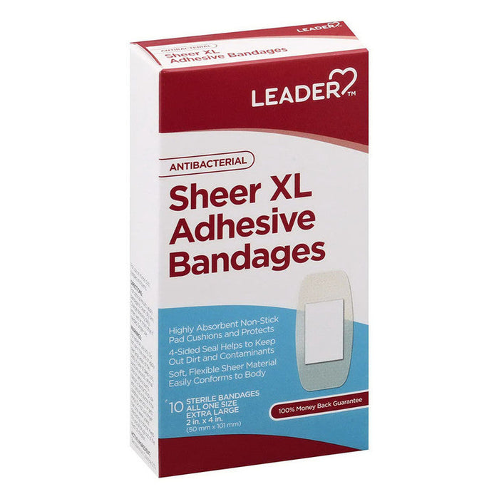 Leader Adhesive Bandages, Antibacterial, Sheer, XL by Pasteur Pharmacy